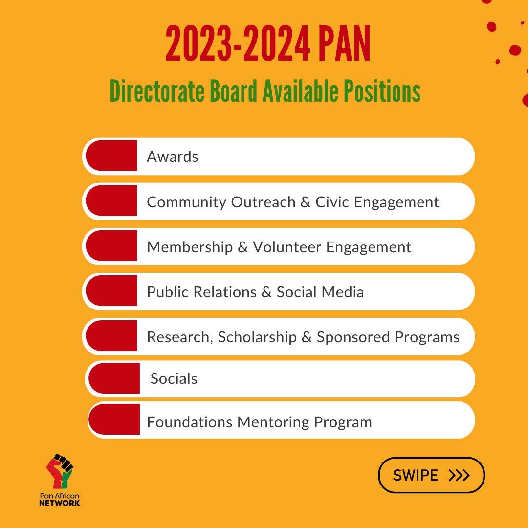 Hey PAN’mily! 

Applications for the 2023-2024 PAN Directorate Board are live! Click the link in the bio or go to: bit.ly/pandbapp24 . 

Applications are due at 11:59 pm on May 3, 2023. #ACPA #PAN #BlackIsKing #ACPA24 #HigherEd