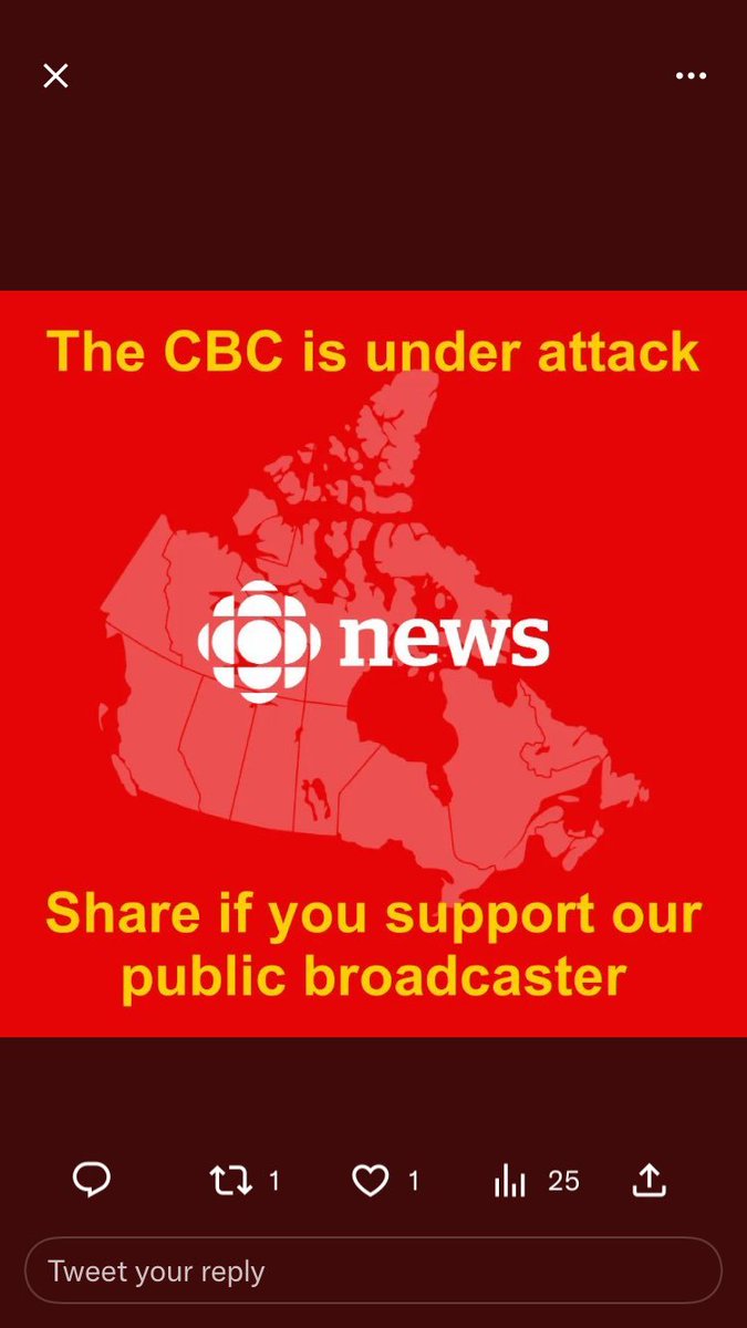 CBC is one of the few Canadian media outlets that isn't under the control of foreign funded right-wing capitalists. No wonder <a href="/PierrePoilievre/">Pierre Poilievre</a> and conservatives want it silenced.  #DefendCBC