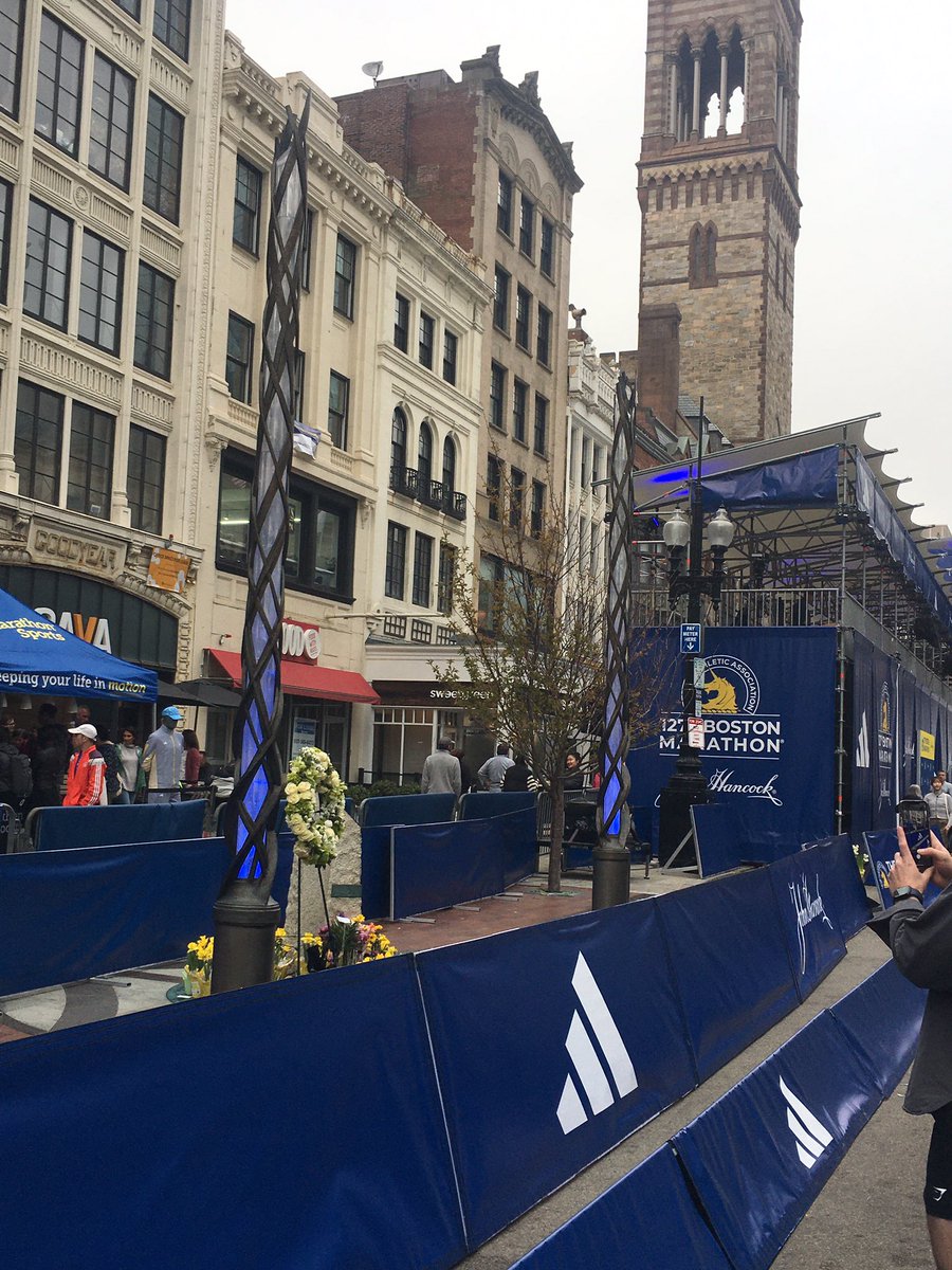 Yesterday’s scenes from Copley Square and the #BostonMarathon finish line. #StreetsAreForPeople