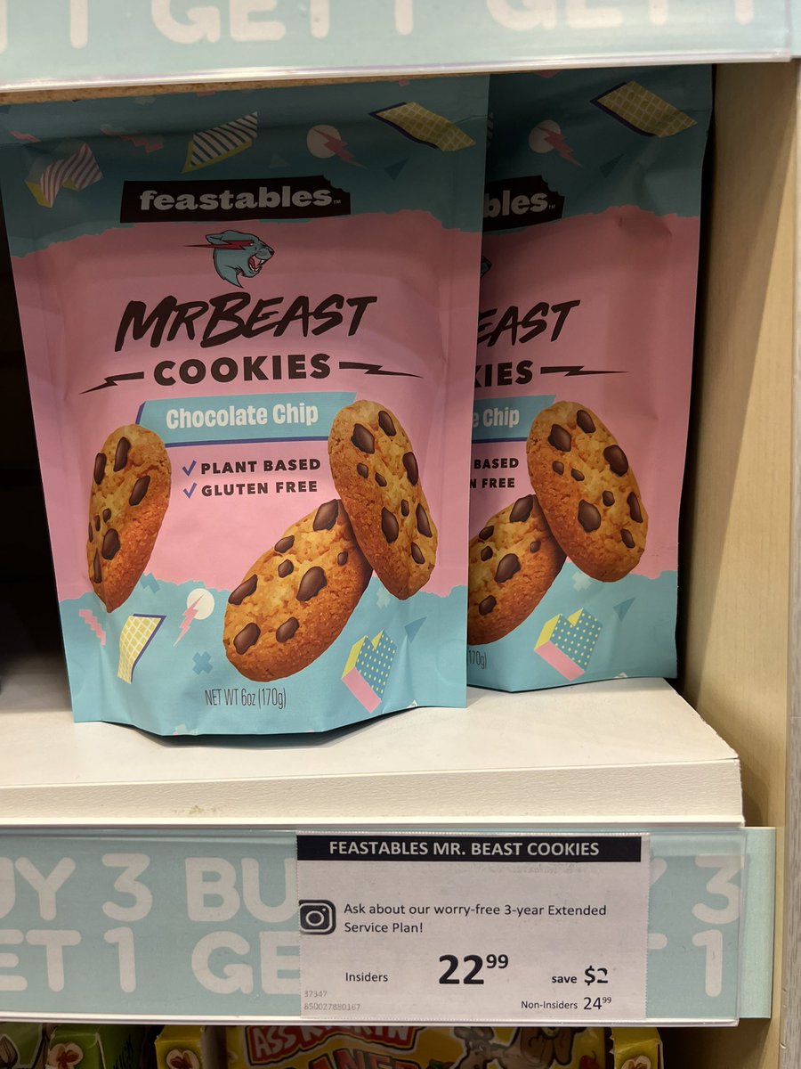 CNote82's tweet image. Wondering what the 3 year extended service plan is on @MrBeast Cookies at the Showcase store!!?? Cookie insurance? Self-replenishing bag? @Feastables @MrBeastExtra @ShowcaseStore