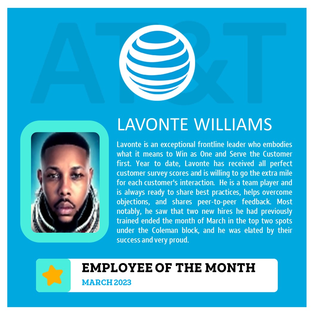Hats off to our #Avengers team Top Performers, Most Improved, and Employee Of the Month.
<a href="/RyanCole1623/">Ryan Coleman</a> - more success to you and your team! 🥳

 #DCWBossMode #GuinningTogether #MBCGoodStuff #WinAs1Fam #LifeAtATT #WhatTheTech