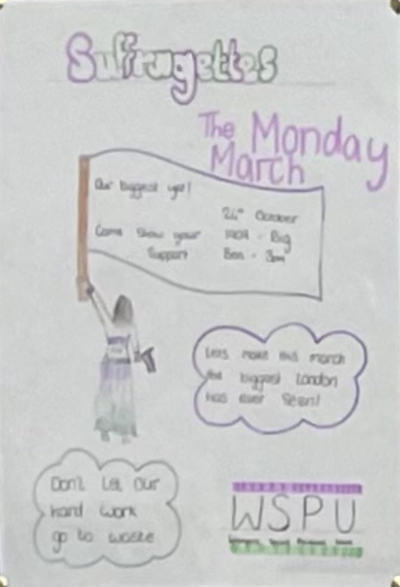 MrMurph27's tweet photo. Updating our classroom displays in History to show off Year 8’s fantastic Suffragette posters! 🟣⚪️🟢 https://t.co/28fnVLeU4c