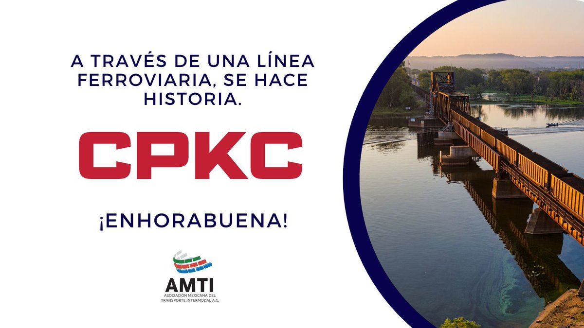 AMTIMexico's tweet photo. La ferroviaria Canadian Pacific Kansas City (CPKC), primer y único ferrocarril de una sola línea que conecta Canadá, Estados Unidos y México, impulsará el crecimiento del Puerto de Lázaro Cárdenas y del País. 
Sigamos juntos creando cultura intermodal.
¡Enhorabuena @CPKCrail ! https://t.co/1jYvi33bxn
