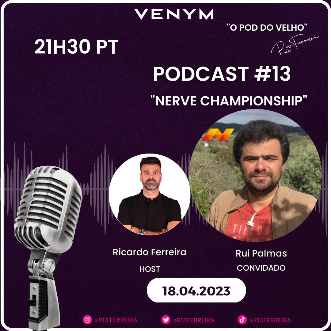 Não percam amanhã às 21h30 o 'O Pod do Velho' ep.13, desta vez o convidado é o Rui Palmas organizador da @racingnerve acompanha em direto, link: twitch.tv/ric4rdo_ferrei… #esports #Venym #r13ferreira #esportsportugal