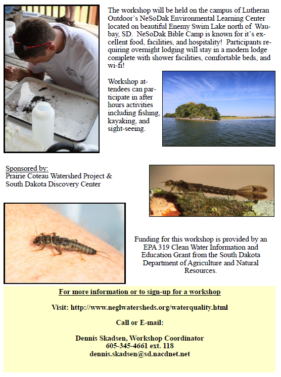 SDSTA's tweet photo. Happy Monday! Let's start this week with a *FREE* professional development opportunity at the lovely Enemy Swim Lake in Waubay!
This workshop is open to teachers, lakefront property owners, and more. Grad credit is available as well! See the link in the replies for more info! https://t.co/x4X4T4Uhts