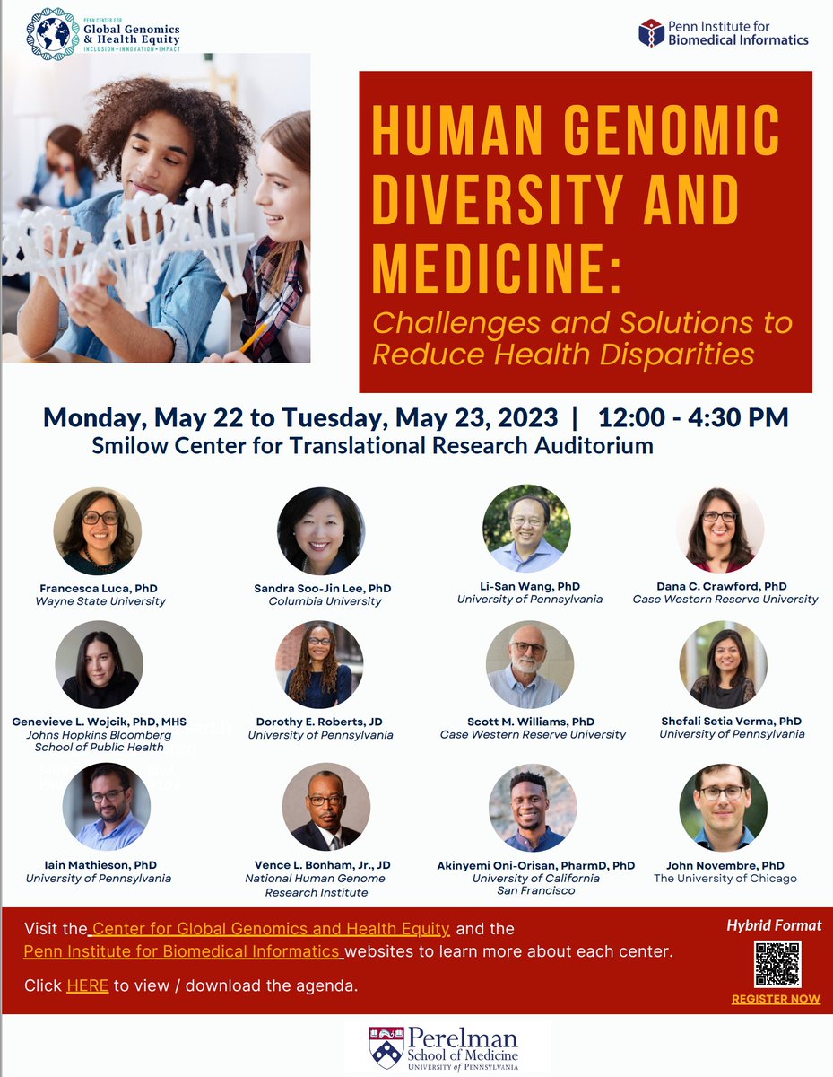 Penn IBI (@upennibi) on Twitter photo Please join us for a two-day hybrid symposium on "Human Genomic Diversity and Medicine: Challenges and Solutions to Reduce Health Disparities". This event is co-sponsored by <a href="/PennGGHE/">Penn Center for Global Genomics & Health Equity</a> and <a href="/UPennIBI/">Penn IBI</a> on May 22-23, 2023. For more information, go to: globalgenomics.med.upenn.edu Please join us for a two-day hybrid symposium on "Human Genomic Diversity and Medicine: Challenges and Solutions to Reduce Health Disparities". This event is co-sponsored by <a href="/PennGGHE/">Penn Center for Global Genomics & Health Equity</a> and <a href="/UPennIBI/">Penn IBI</a> on May 22-23, 2023. For more information, go to: globalgenomics.med.upenn.edu