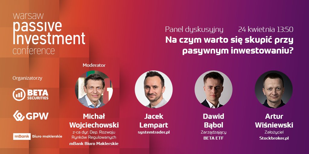 BMmBanku's tweet image. W pon. 24.04🗓️ ze znamienitymi dyskutantami ⤵️  będziemy rozmawiać o:

➡️ obsesji kosztów 
➡️ systematyczności
➡️ dywersyfikacji
➡️ rebalansingu
➡️ podatkach

Coś jeszcze byście dodali w temacie 
➡️Na czym warto się skupić przy inwestowaniu pasywny❓
#wpic gpw.pl/wpic