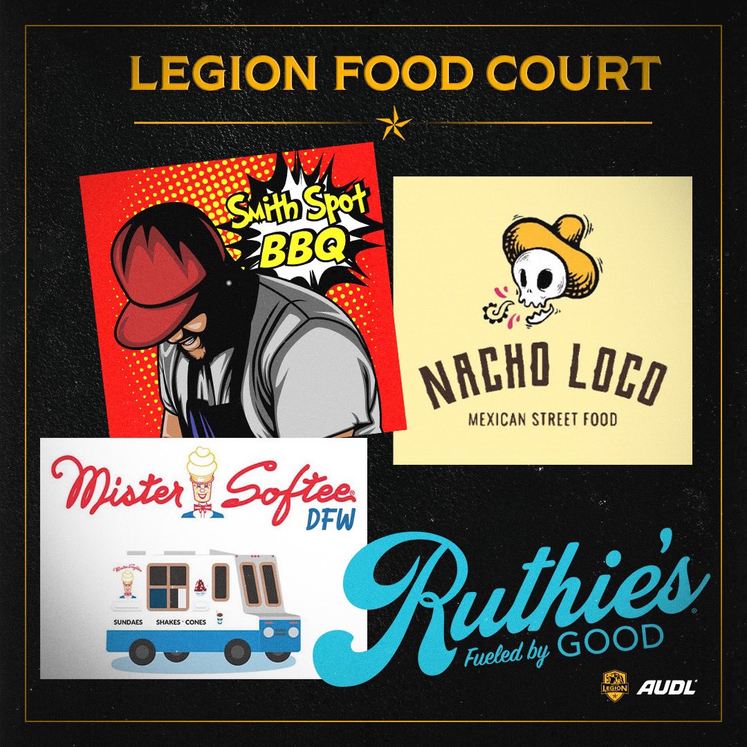 Dallas_Legion's tweet image. Come to all the Dallas Legion Games hungry!! We have a food truck park with great options ranging from Tacos and Nachos, BBQ, Grilled Cheese, Ice Cream and Desserts 🍗🍦🌮😋🤤