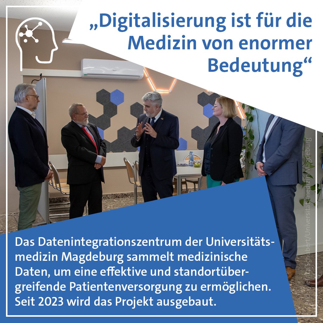 MWU_LSA's tweet photo. Krankheiten wirkungsvoller behandeln und damit die Gesundheit von Menschen besser schützen: Wissenschaftsminister @WillingmannA war heute zu Gast im Datenintegrationszentrum der Universitätsmedizin #Magdeburg. Weitere Infos: https://t.co/ZKxve7hQM9 [1/2] https://t.co/5hEqXLqOF7
