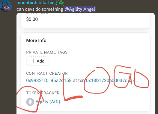 AgilityAngel's tweet photo. Hi @etherscan, it's been a while since we submitted the token information. Could you please take some time to review it? 😊 https://t.co/lc7faRaP2f