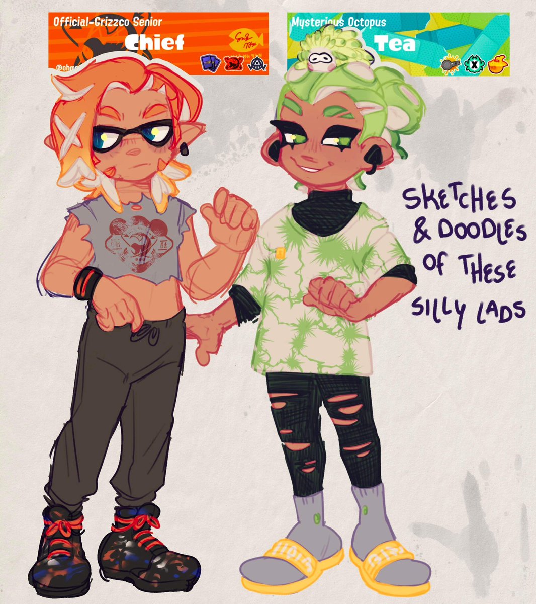 ohmoth's tweet image. Me and @GothZig made ocs a while ago, I just never posted the art 👏  Chief is theirs and Tea is mine