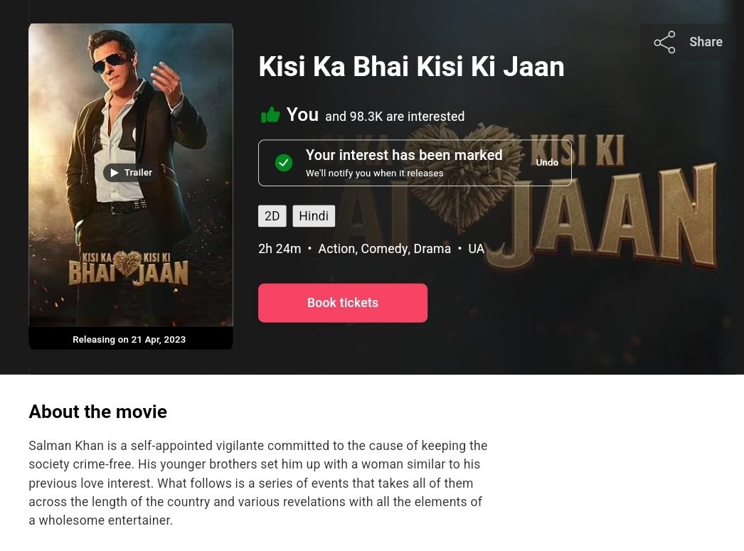 i_yogesh22's tweet photo. #KisiKaBhaiKisiKiJaan Full Fledged Indiawide ADVANCE BOOKINGS have opened a few minutes ago, Gonna Book my tickets now 🔥, Guys Go and Book Your tickets!! #SalmanKhan https://t.co/YAtzrnqLQw