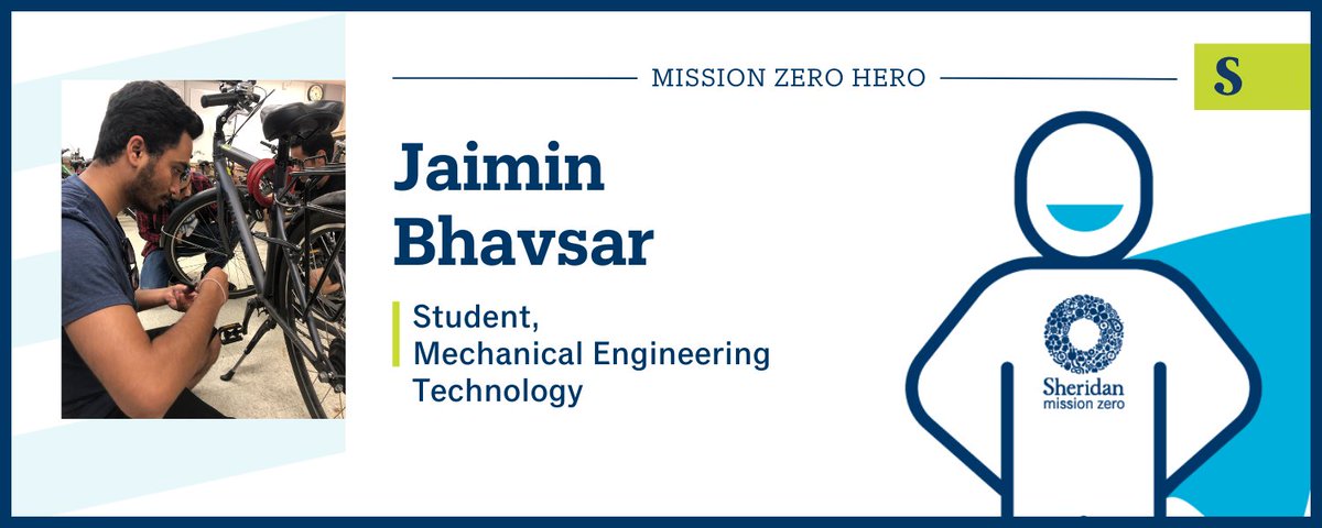 Jaimin loves riding his e-bike to commute to campus and to run errands. Choosing to ride a bike helps this #MissionZeroHero reduce his carbon footprint and stay physically active. Jaimin hopes others can enjoy their commute as much as he does! <a href="/mssnzero/">Sheridan Mission Zero</a>