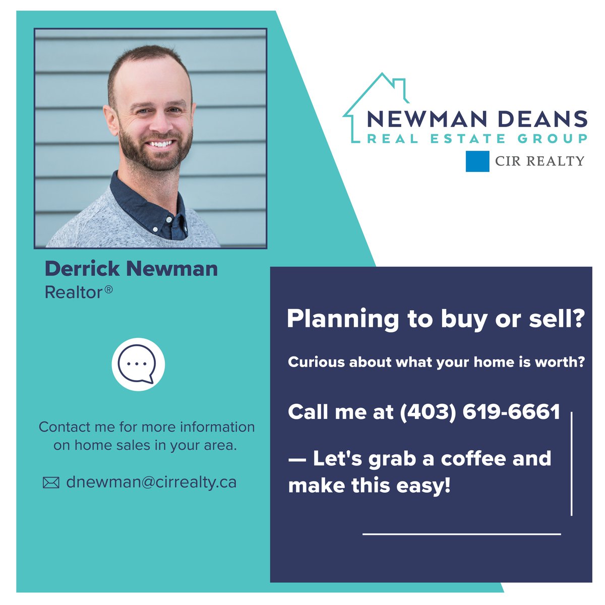 dfocalgary's tweet photo. Are you planning on buying or selling your home? ๐ก
Make the right choice and call Derrick Newman from Newman Deans Real Estate Group at (403) 619-6661 ๐
#CIRRealty #yyc #ad https://t.co/6JHjRKaBdt