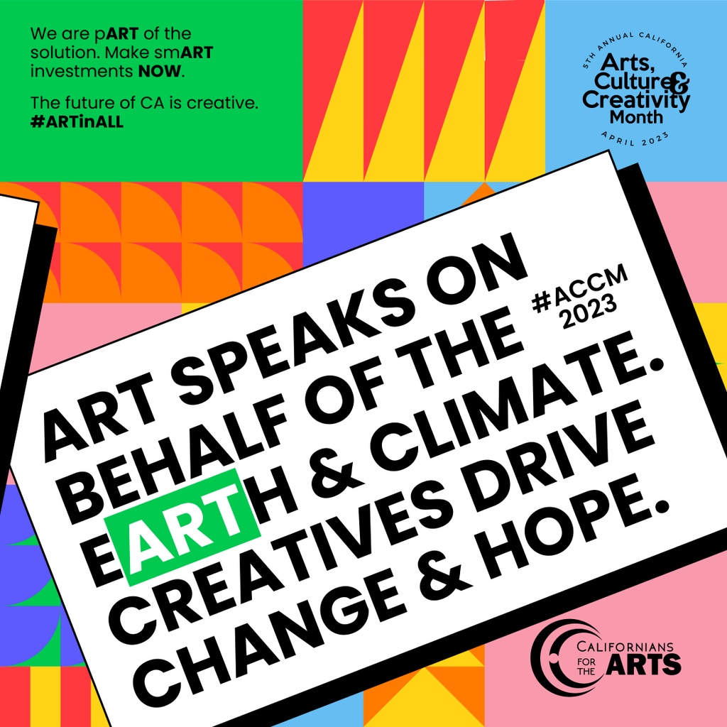 CAfortheArts's tweet photo. Artists & designers use the arts to socialize environmental issues impacting our society. We must prioritize policies utilizing arts & culture workers in workforce & economic development such as the CA Creative Corps. Visit: https://t.co/4Hld94AE99 #ARTinALL #fundCAArts #ACCM2023 https://t.co/bFJ4QWiiBe