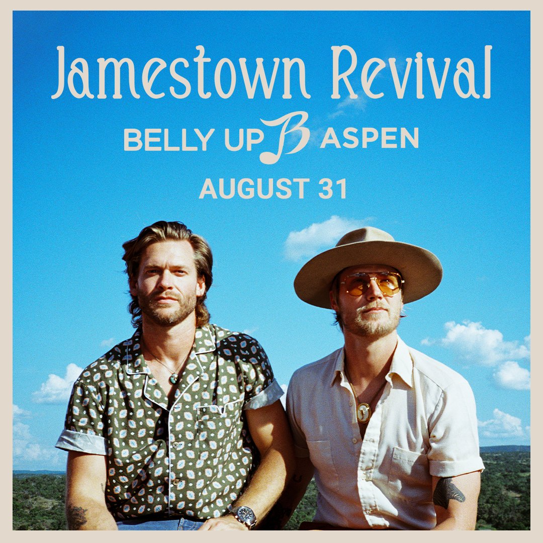 Belly Up Aspen (@bellyupaspen) on Twitter photo <a href="/JTRevival/">Jamestown Revival</a> returns August 31!
Tickets: bit.ly/3mFQIgZ
Pre-sale starts Friday 4/21 @ 10 AM MT. Sign up for our email list on our website by 8:30 AM MT. <a href="/JTRevival/">Jamestown Revival</a> returns August 31!
Tickets: bit.ly/3mFQIgZ
Pre-sale starts Friday 4/21 @ 10 AM MT. Sign up for our email list on our website by 8:30 AM MT.