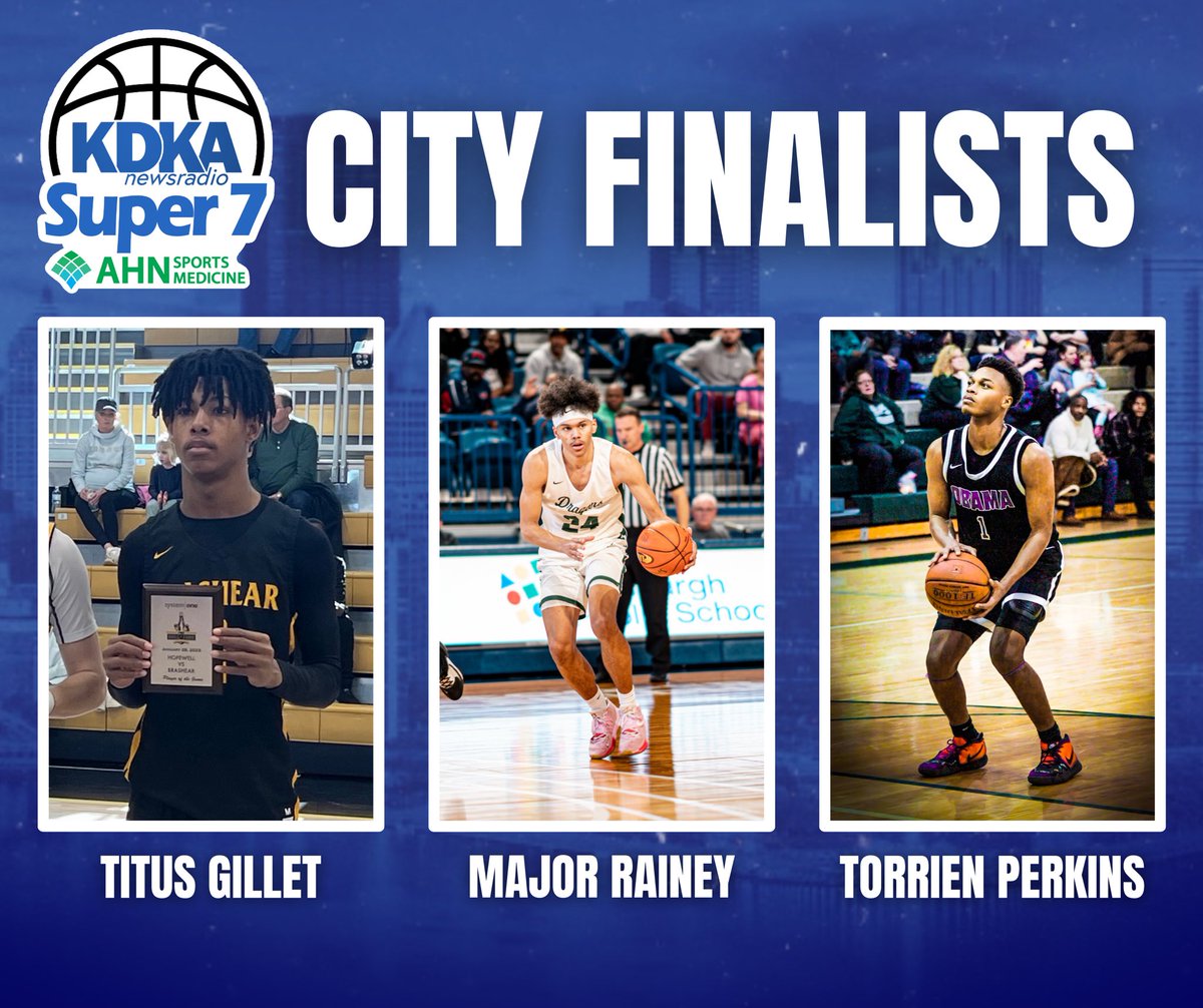 KDKARadio's tweet photo. Which of these City League finalists will be #KDKASuper7⁉️

Brashear’s Titus Gillet
Allderdice’s Major Rainey
Obama’s Torrien Perkins

Vote ➡️: https://t.co/9jfMY76Gmp

#KDKAHoops #GoNextLevel #WPIAL https://t.co/PJb5D6qKTj