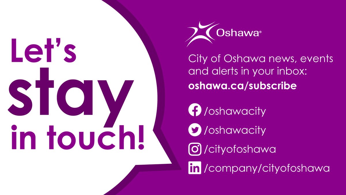 activeoshawa's tweet image. This Twitter account has been retired, but let’s stay in touch! For the latest information on Oshawa Recreation Services:
· Follow @oshawacity
· Subscribe to “City News” and “Service Disruptions” and the “Recreation News” e-newsletter at oshawa.ca/subscribe