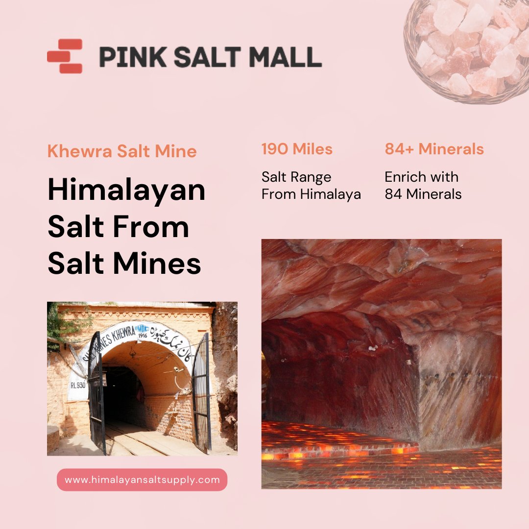 PinksaltMall's tweet photo. Did you know that the large crystal rocks of pink salt come from the Himalayan salt mines in Khewra, Pakistan?
We're proud to offer you this beautiful and pure salt straight from the source.

#HimalayanPinkSalt #NaturalBeauty #SaltMining #salt #pinksalt #himalayas #decoratives https://t.co/wnHcYfH2vx