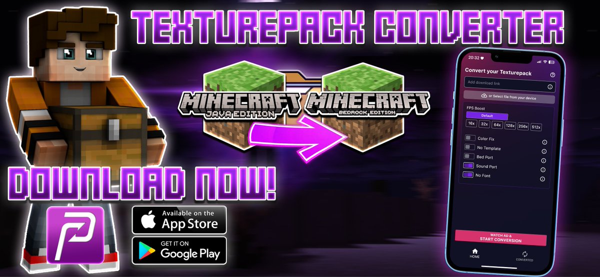 BedrockHubIO's tweet image. Convert any Java Pack to a BedrockPack! 🔰

With our app, you can now effortlessly convert your favorite Java Edition texturepacks to the Bedrock Edition in just a few clicks. 🌠

converter.bedrockhub.io