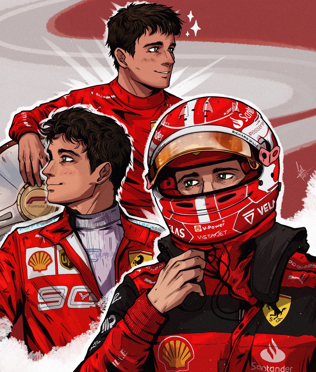 my finished drawing of Charles Lecrerc ❤️🤍✨ #F1 #f1twt