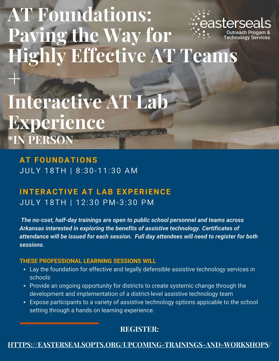 EastersealsOPTS's tweet photo. Join us this summer for these two fantastic learning opportunities!
***Please note separate registration is required if attending both AT Foundations and the Lab.  Visit https://t.co/wUU9Z2gD55 to register. https://t.co/ptHRKVVQZH