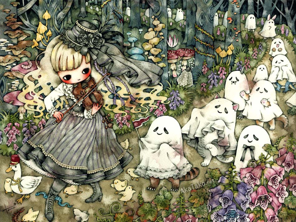 GHOST MARCH by Tama is printed in her latest art book 'Deep Memories' or a single postcard. SIGNED books in stock at akatako.
akatako.net/japanese-art/t…
@tama3xxx #tama #tamawatercolor #tamaart #ghostmarch #ghosts #deepmemories #forestmagic #art #artbook #japaneseart #たま #水彩画