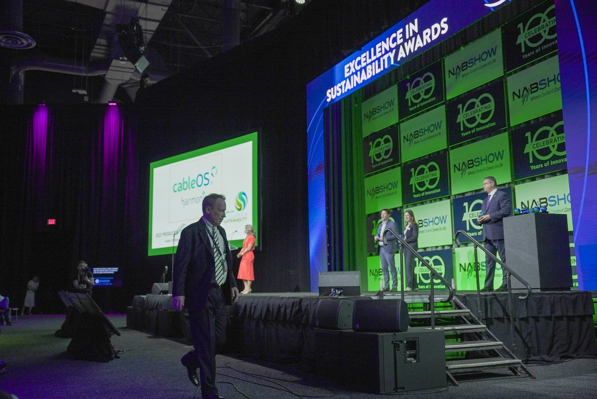 HarmonicInc's tweet photo. Exciting news! Our #CableOS has won the @NABShow Excellence in #Sustainability award. Congrats to our amazing broadband team for leading the way to a more environmentally-friendly industry! ๐๐ #HarmonicNAB #NABShow https://t.co/S1KKtdEgbO