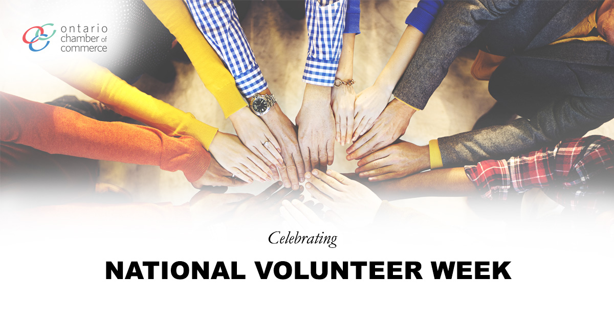 It's #NationalVolunteerWeek! An opportunity to celebrate the impact that volunteers have on our communities, organizations &amp; economy. The #ONChamberNetwork grows stronger through our volunteers' insights, time &amp; commitment. #GrowingTogether