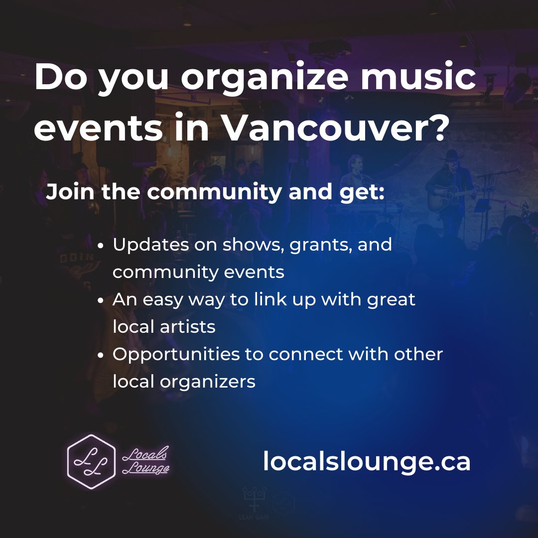 If you're a music organizer, promoter, convener - ANYONE who brings artists and audiences together - you belong at Locals Lounge.⁠
⁠
Find your place in Vancouver's music scene: bit.ly/LL_JoinUs

#Vancouver #VanMusic