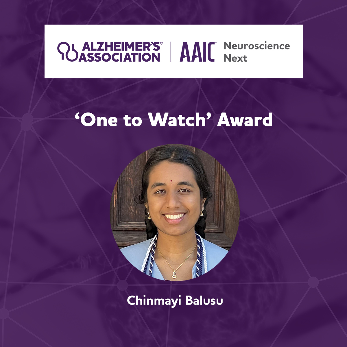 Congratulations to @chinmayi_balusu of @ColumbiaMed, recipient of the #AAICNeuro ‘One to Watch’ Award! Chinmayi is the founder of @SimplyNeurosci and serves in leadership & advisory roles with STEM advocacy platforms such as @500WomenSci, @network_alba, and @neuroethicsinfo.