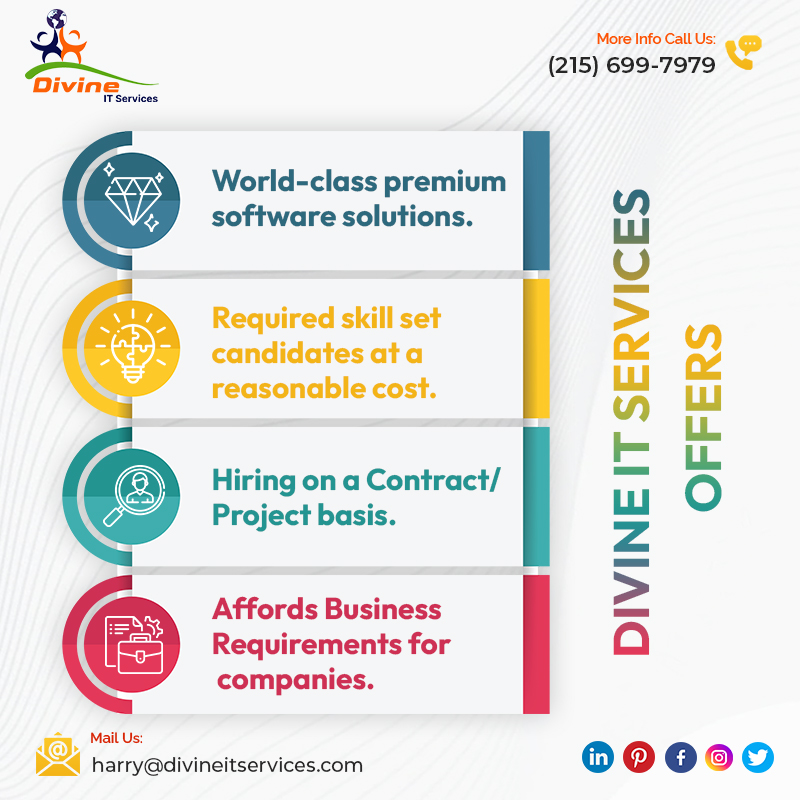 divine_it_serv's tweet image. Divine IT Services Offer
World-class premium software solutions
Required Skillset candidates at a reasonable cost
Hiring on a contract/project basis
Affords Business Requirements for companies
#hiring #WorldClassSolutions #offshoreservices #outsourcing #hiredevelopers #itservices