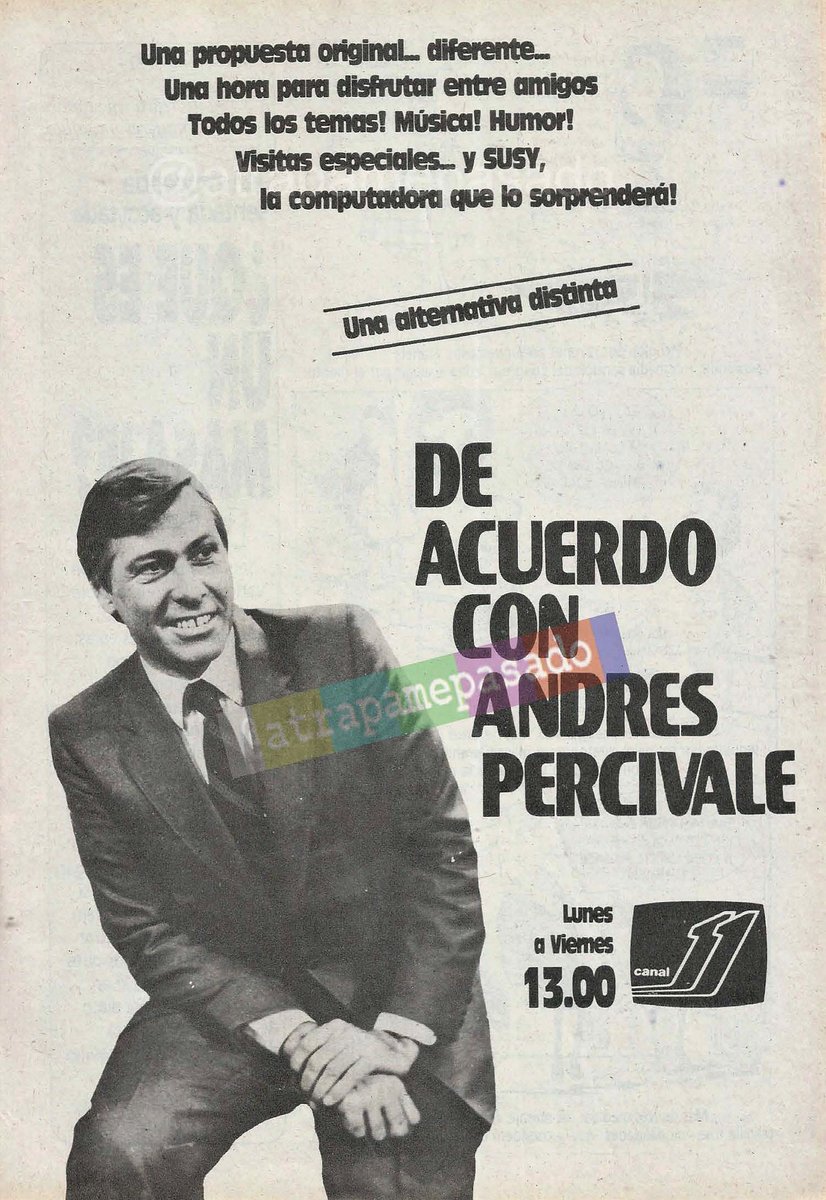 atrapamepasado's tweet photo. #RevistaHumor nos lleva a un #Abril #En1985 para ver «De acuerdo con Andrés Percivale» ¡por el 11!
Compite con: «El agente de CIPOL» (ATC); «La viuda blanca» (9); «Realidad 85» (13).
#EsteLunes, "Susy, la computadora" nos enseña a hacer los números quarzo de la HTH.
#Hace38Años📺 https://t.co/JN0Qv8gdST