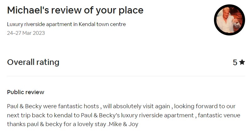 Just some of the lovely feedback we've received from guests staying at kendalcottages.com recently...