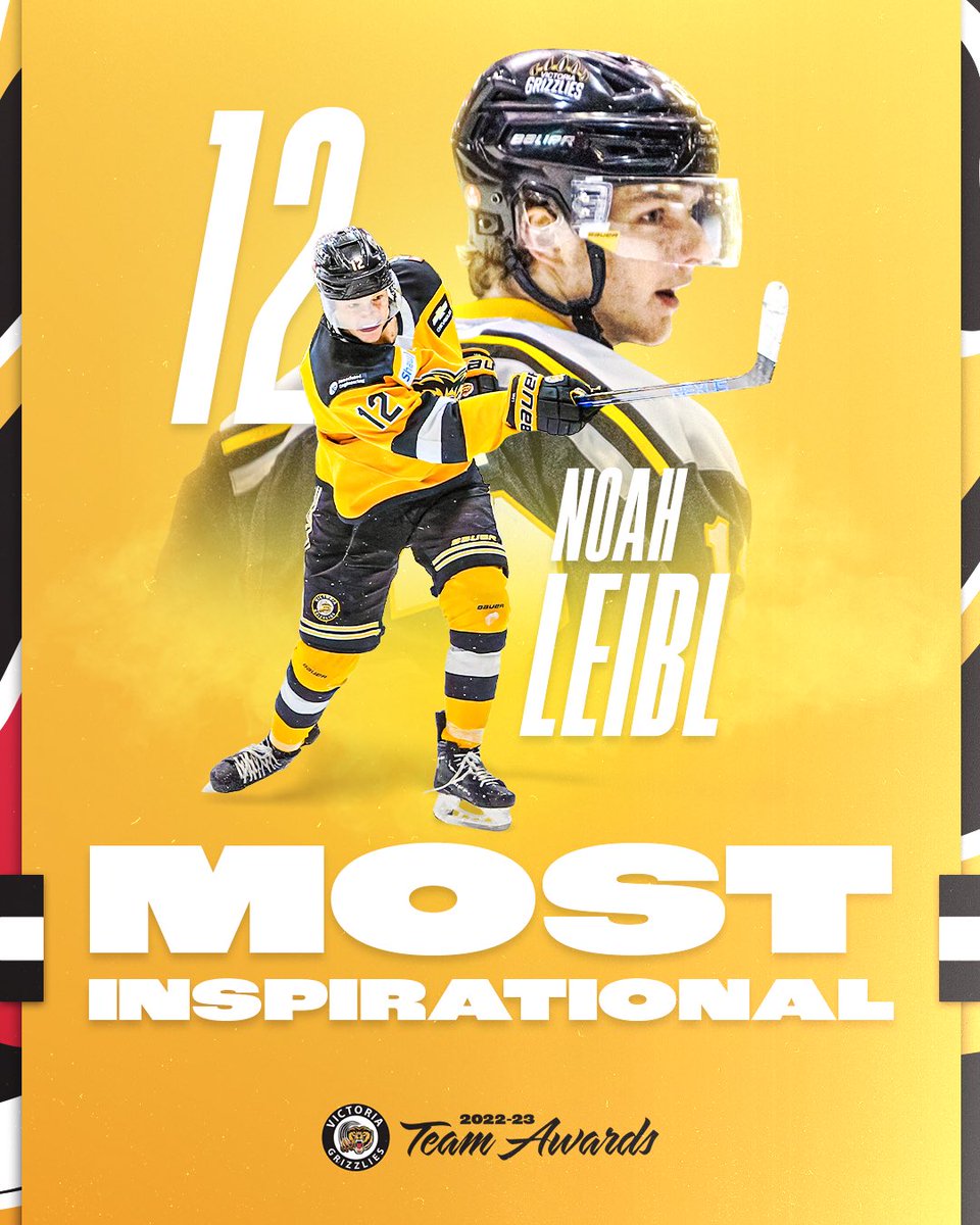 BCHLGrizzlies's tweet photo. Over the course of this week, we will be announcing our team award winners for the 2022-23 campaign! 

First up we have this year's Most Inspirational Award presented to #12 Noah Leibl!

Congratulations! 

#BearCountry |#TeamAwards https://t.co/AhcXC15KOZ