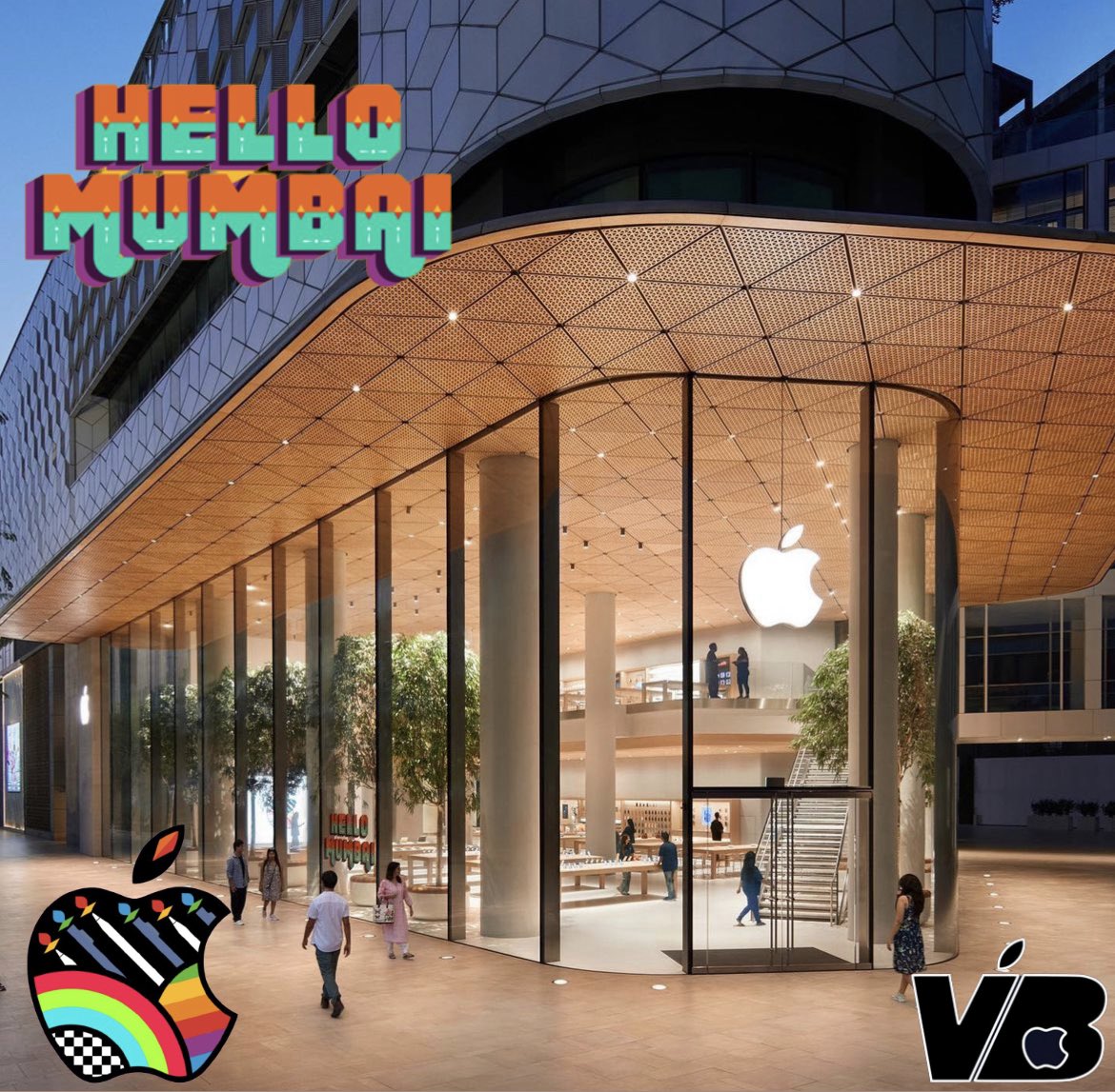 vbappleworld's tweet photo. New Apple Store BKC Mumbai 🇮🇳The first Apple Store in India opens this 18th April. Congratulations to all Indian Apple fans and employees for this new great iconic store. Pics taken by Apple Inc https://t.co/emwpQTF6ko #apple #appleindia #appleindia🇮🇳 #applebkc #apple23 https://t.co/W8fuv3zM4h