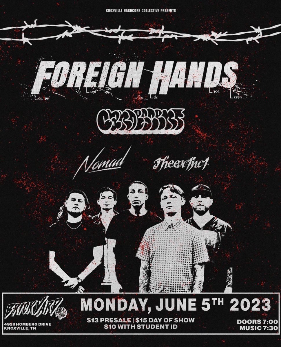 KnoxHardcore's tweet image. We're excited to announce that @foreignhandsDE will be playing an off day show here in Knoxville on June 5th! 

Support from @CandescentSC, Nomad, and The Extinct