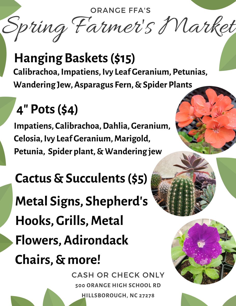 ohs_ncffa's tweet photo. Join us on Saturday, 9am-12pm at OHS Greenhouse for our Spring Farmer's Market! Cash or Check only! https://t.co/vz3QIm5dim