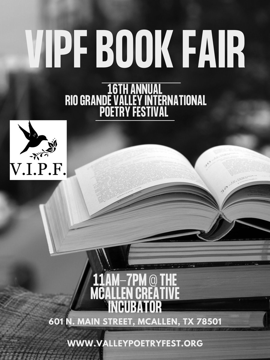 LoneStarLit's tweet photo. Next up on the Special Events Calendar is the 16th Annual @rgvipf International Poetry Festival in McAllen, April 20-23, 2023. Link up on #LoneStarLit! #ThingsToDoInTexas #inpersonevents #poetry #LiteraryTexas #literaryfest #TexasReaders #vipf2023
https://t.co/UeYvkRbCUe https://t.co/bfKQju8Rm0