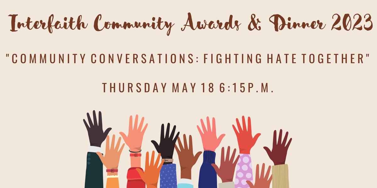 Interfaith Jax (@interfaithnefl) on Twitter photo May 18th we are excited to gather for our Awards Dinner. This year we are "Fighting Hate Together" led by <a href="/TehilahEisensta/">Tehilah Eisenstadt</a>. We are also happy to award local leaders <a href="/TheHazzan/">Jesse Holzer</a>, <a href="/AlejandraAmegi1/">Alejandra Amegin</a> and <a href="/cewsmith27/">Connie Smith</a>
Register to attend or sponsor here:
eventbrite.com/e/interfaith-c… May 18th we are excited to gather for our Awards Dinner. This year we are "Fighting Hate Together" led by <a href="/TehilahEisensta/">Tehilah Eisenstadt</a>. We are also happy to award local leaders <a href="/TheHazzan/">Jesse Holzer</a>, <a href="/AlejandraAmegi1/">Alejandra Amegin</a> and <a href="/cewsmith27/">Connie Smith</a>
Register to attend or sponsor here:
eventbrite.com/e/interfaith-c…