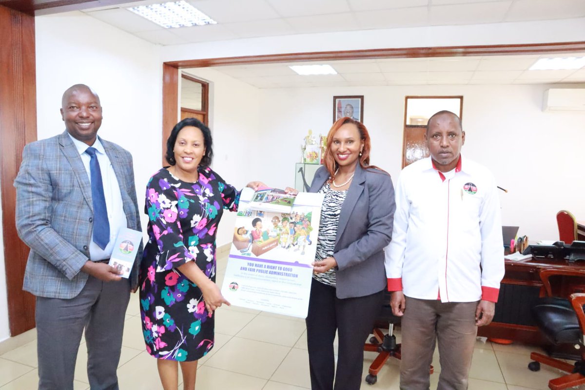 KenyasOmbudsman's tweet photo. On Monday, April 17, 2023, the  Chairperson of the Commission @FlorenceKajuju, paid Dr. Anne Kang'ethe, Director of the @KSGKenya Embu Campus, a courtesy visit. They discussed the strong ties between the Commission and @KSGKenya in strengthening public service delivery. https://t.co/O6G8Qc01N6