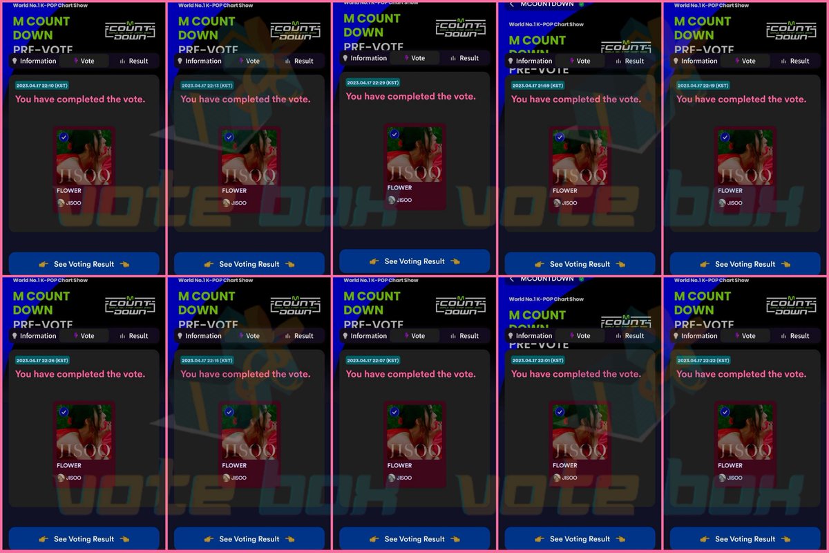 KpopVoteBox's tweet image. 🗳〣 #‌VotingProofBox

— 10 votes for #JISOO on MCountdown pre-voting