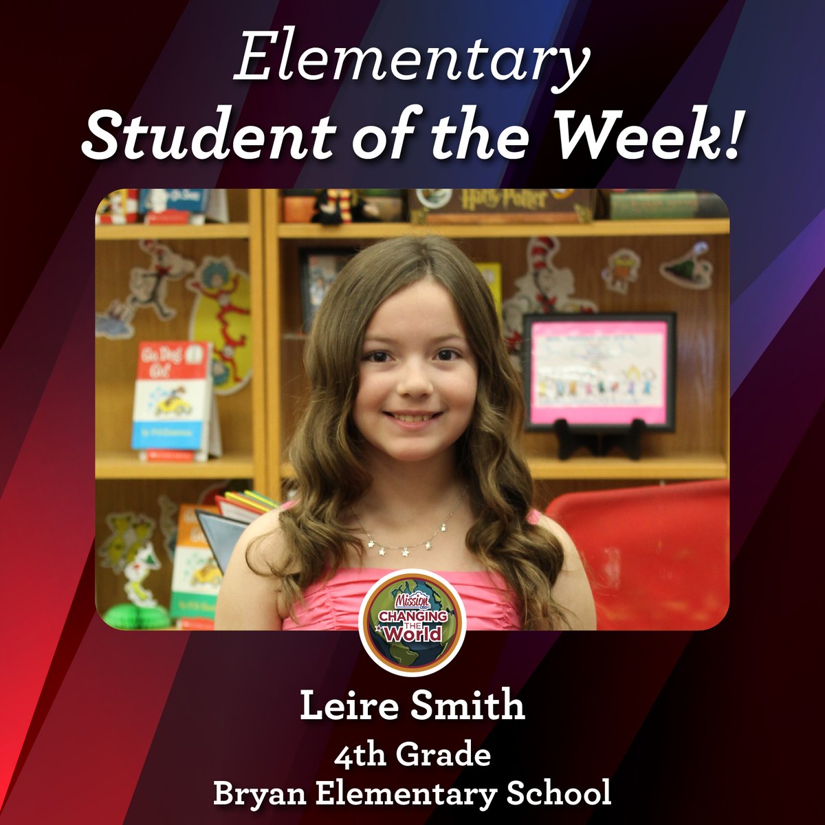 MissionCISD's tweet photo. Meet our elementary student of the week, Leire Smith from Bryan Elementary School.
https://t.co/AgfPWVTuW7
#TheirFutureOurMission https://t.co/Ayt2NdtxhX