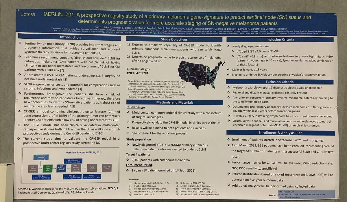 Another information packed day #AACR2023 Excited to be here representing <a href="/MayoClinic/">Mayo Clinic</a> <a href="/MayoCancerCare/">Mayo Clinic Comprehensive Cancer Center</a> <a href="/MayoClinicSurg/">Mayo Clinic Department of Surgery</a> supporting #melanoma research <a href="/axm27/">Alexander Meves</a> <a href="/JuliaSLehmanMD/">Julia Lehman</a>