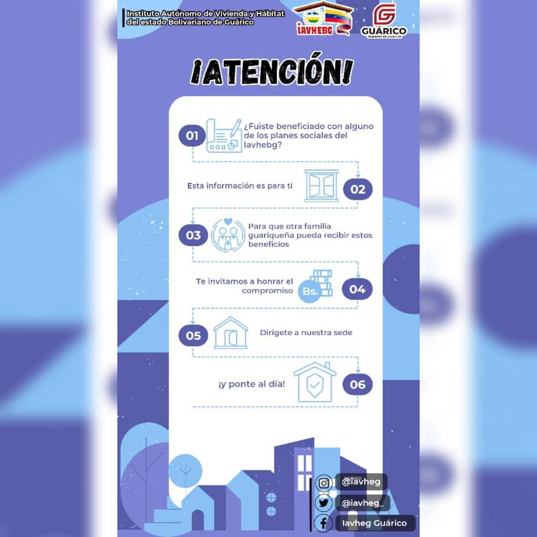 📍A T E N C I Ó N 📍

📌Si fuiste beneficiado con algunos de los planes sociales que lleva adelante el #Iavhebg, entonces esta información es para ti 👇