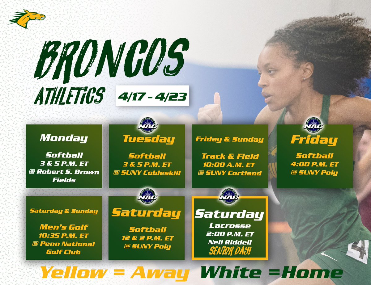 Delhi athletics keeps it rolling with a ton of events this week! Men’s Lacrosse will celebrate their seniors and alumni before their NAC game on Saturday. Softball plays seven games this week while golf and track travel over the weekend! #delhidrive #horsepower