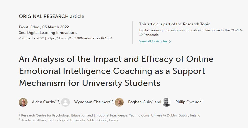 Nice to see <a href="/PEEI_TU4D/">PEEI</a> article on "Analysis of Impact &amp; Efficacy of Online Emotional Intelligence Coaching as a Support Mechanism" included in @frontiers e-book on Digital Learning Innovations in Education in Response to COVID-19 Pandemic  👉bit.ly/3Hdep7F