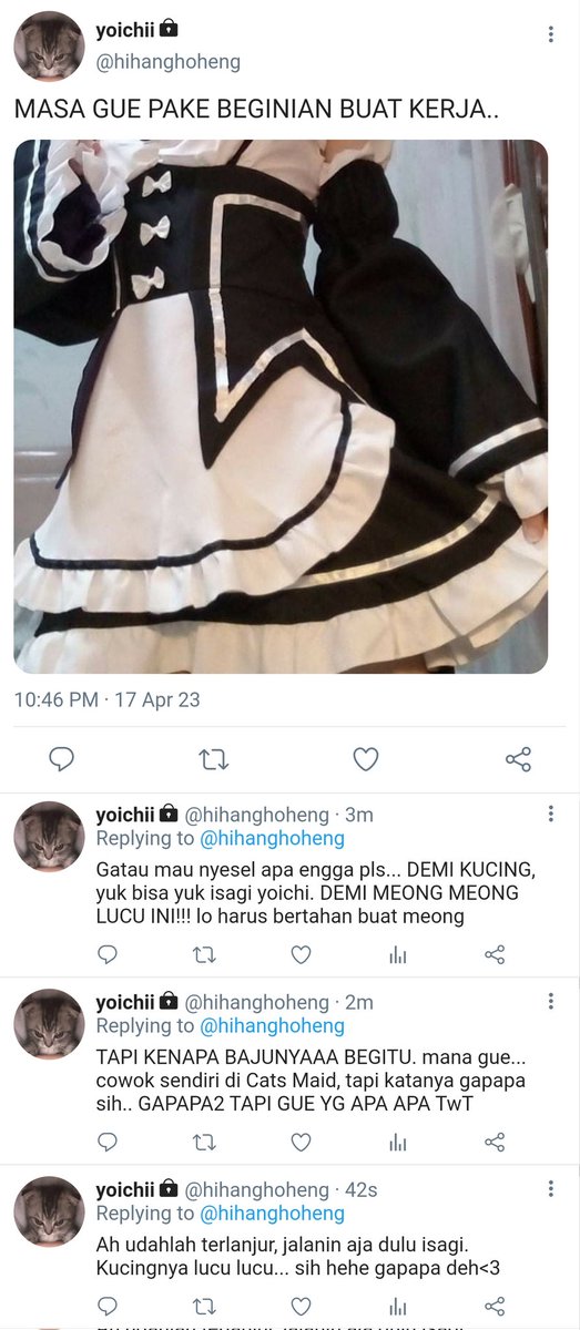 snaffleblossom's tweet photo. #Prompt ━⁠☆ﾟ⁠.⁠*⁠･⁠｡ﾟCAT'S MAID 🐈  
Sebuah cafe kucing yang menyediakan pelayanan dengan seorang maid boy.
| #kaisagi #rinsagi #nagisagi #kiis #rnis #ngis 
© snaffleblossom https://t.co/BoDs4qgot4