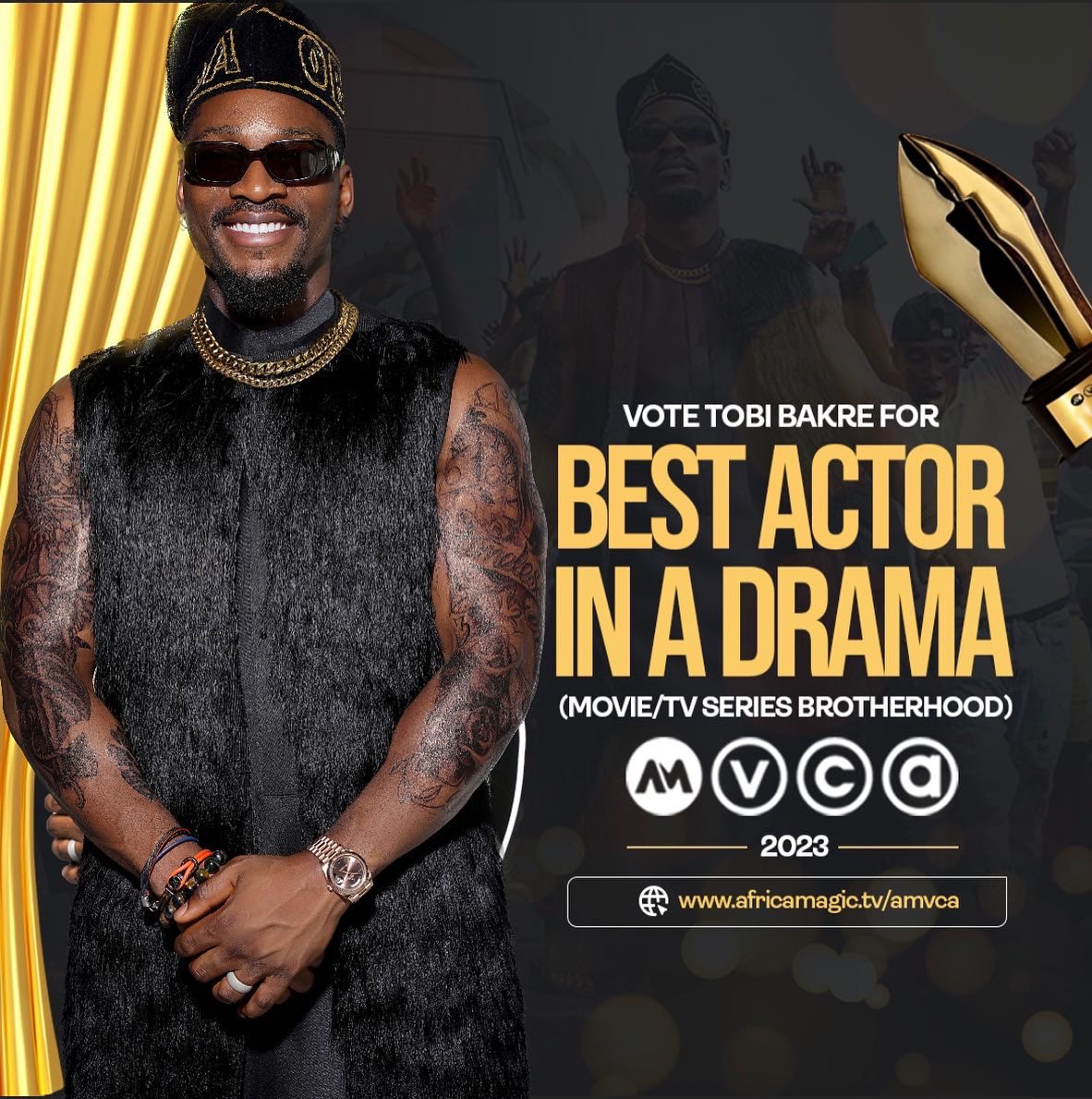 tobibakre's tweet image. Biggie’s children, I know you have returned to our Papa but ejò, I need you 🙏🏽 Please vote for me under  ‘BEST ACTOR IN A DRAMA (MOVIE/TV SERIES)’ on this link #AMVCA9 

dstv.com/africamagic/en…