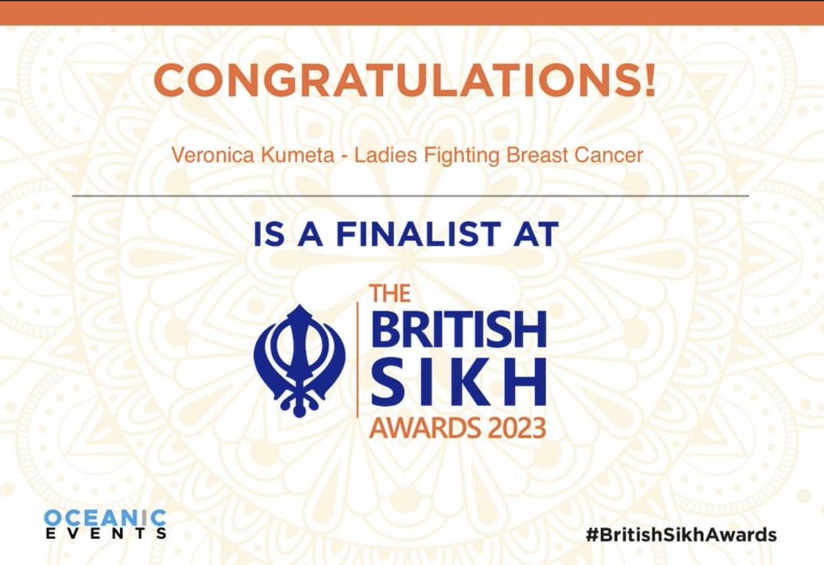 Congratulations to our Co-Founder Veronica Kumeta for being a Finalist at The British Sikh Awards 2023 - Woman of the Year! Please vote for Veronica here: surveymonkey.co.uk/r/The2ndBritis… 

Thank you for your continued support 💖